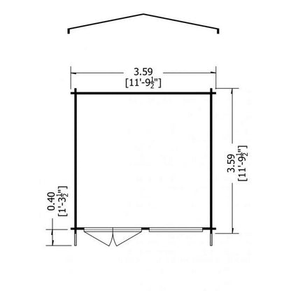 Shire Hale 12' x 12' Apex Log Cabin - Premium 28mm Cladding Tongue & Groove