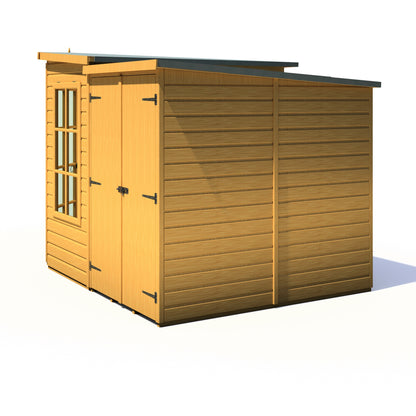 Shire Hampton 3' 10" x 6' 8" Pent Summerhouse with Side Shed - Premium Dip Treated Shiplap