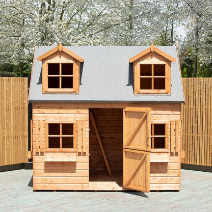 Shire Hatters House 6' 6" x 8' 2" Reverse Apex Children's Playhouse - Premium Dip Treated Shiplap