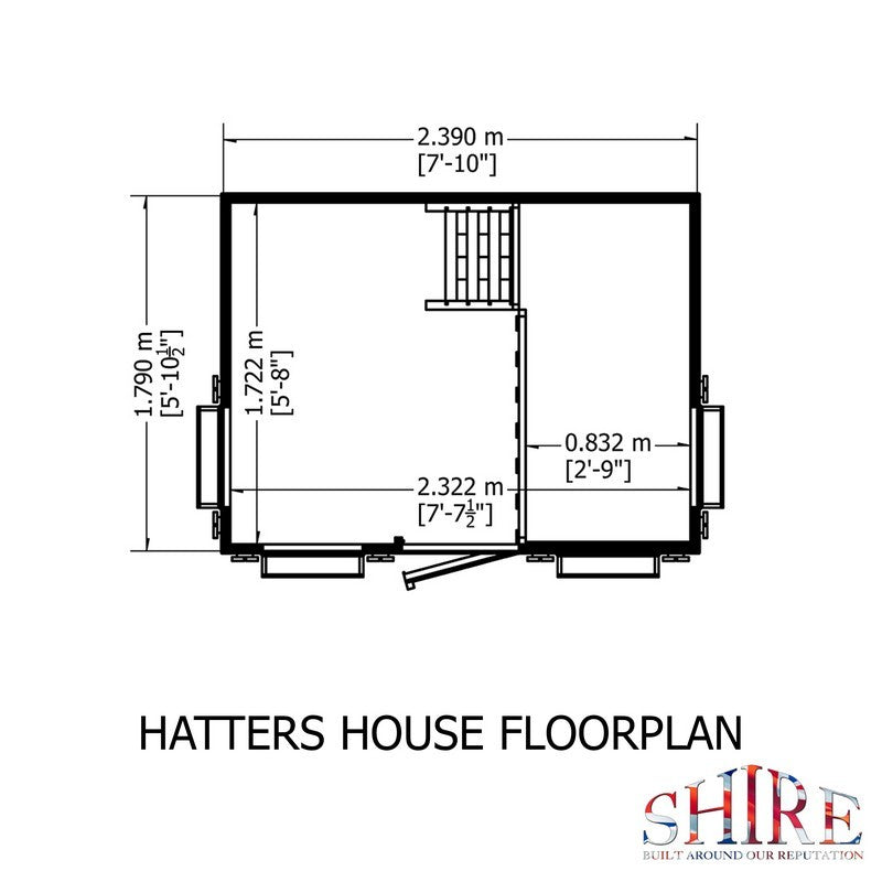 Shire Hatters House 6' 6" x 8' 2" Reverse Apex Children's Playhouse - Premium Dip Treated Shiplap