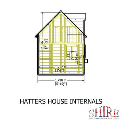 Shire Hatters House 6' 6" x 8' 2" Reverse Apex Children's Playhouse - Premium Dip Treated Shiplap