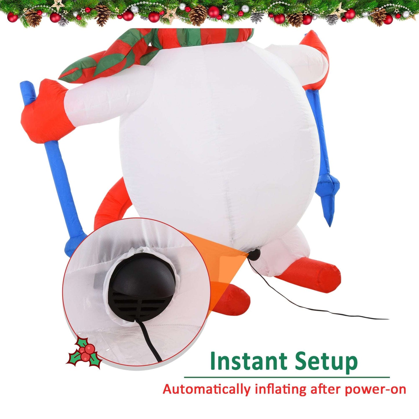 Homcom 1.7m LED Polyester Snowman Christmas Inflatable