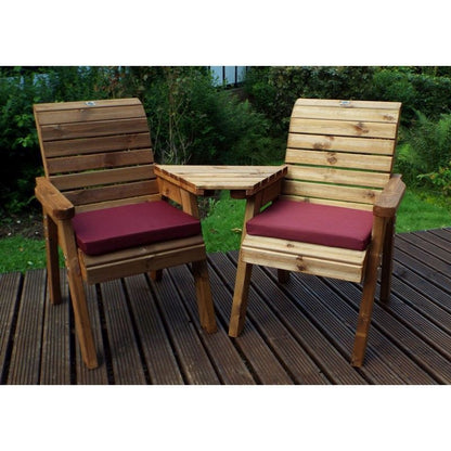 Scandinavian Redwood Garden Tete a Tete by Charles Taylor - 2 Seats Burgundy Cushions