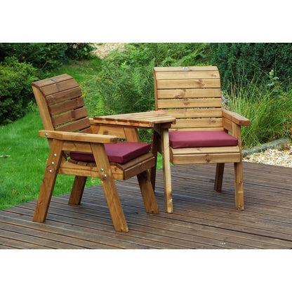 Scandinavian Redwood Garden Tete a Tete by Charles Taylor - 2 Seats Burgundy Cushions