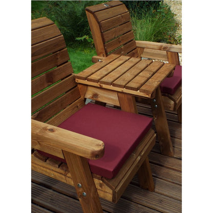 Scandinavian Redwood Garden Tete a Tete by Charles Taylor - 2 Seat Burgundy Cushions