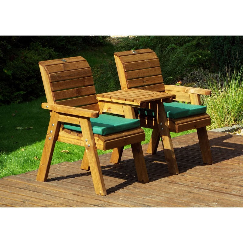 Scandinavian Redwood Garden Tete a Tete by Charles Taylor - 2 Seats Green Cushions