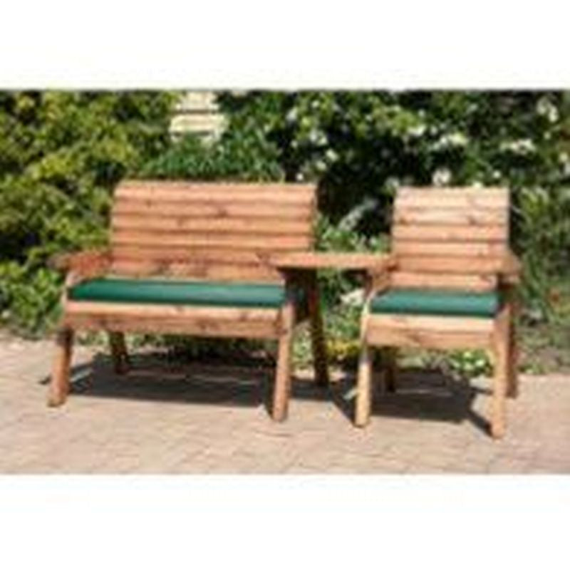 Scandinavian Redwood Garden Tete a Tete by Charles Taylor - 3 Seat Green Cushions