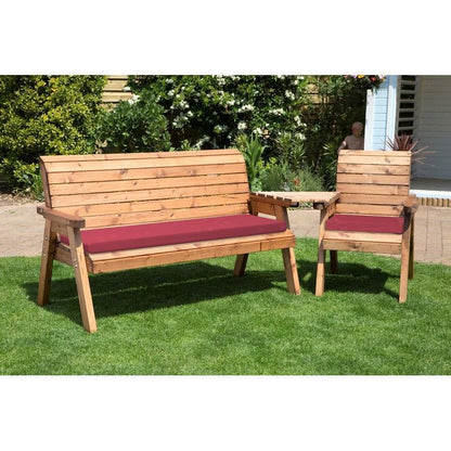 Scandinavian Redwood Garden Tete a Tete by Charles Taylor - 4 Seat Burgundy Cushions