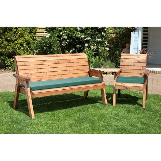 Scandinavian Redwood Garden Tete a Tete by Charles Taylor - 4 Seat Green Cushions