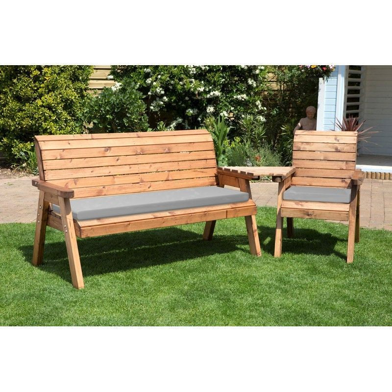 Scandinavian Redwood Garden Tete a Tete by Charles Taylor - 4 Seat Grey Cushions