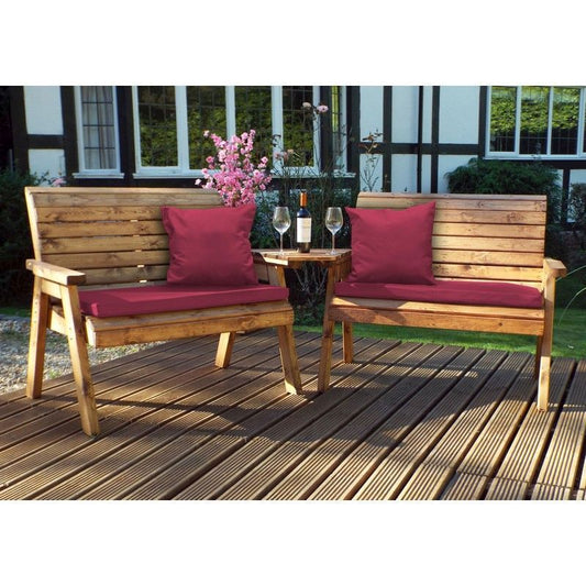 Scandinavian Redwood Garden Tete a Tete by Charles Taylor - 4 Seat Burgundy Cushions