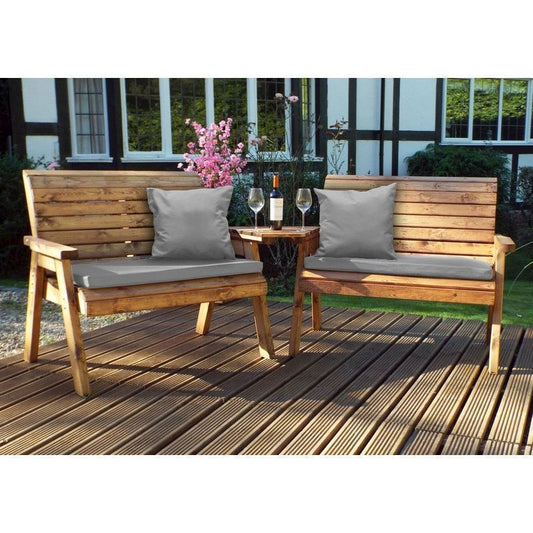 Scandinavian Redwood Garden Tete a Tete by Charles Taylor - 4 Seat Grey Cushions