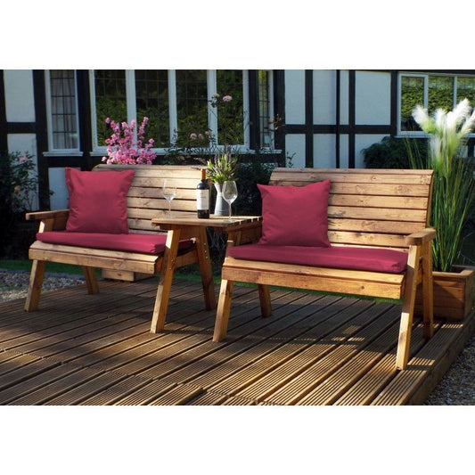 Scandinavian Redwood Garden Tete a Tete by Charles Taylor - 4 Seat Burgundy Cushions