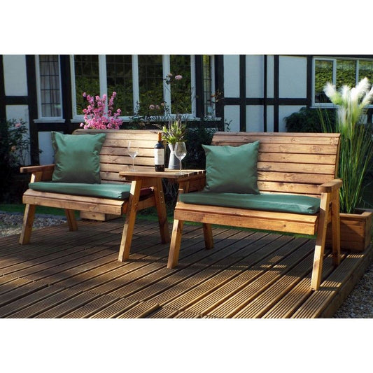 Scandinavian Redwood Garden Tete a Tete by Charles Taylor - 4 Seat Green Cushions