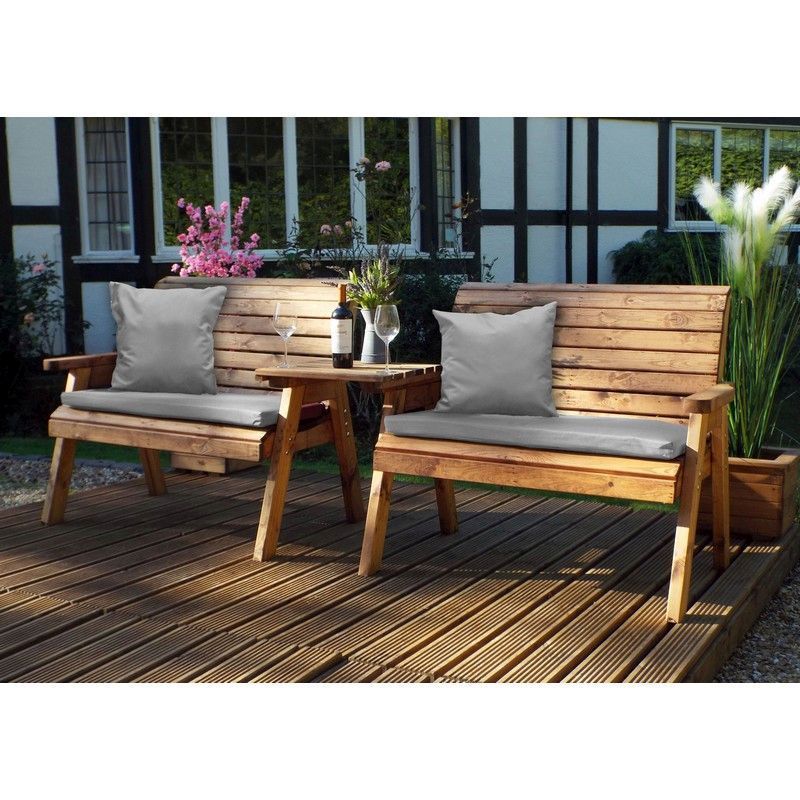 Scandinavian Redwood Garden Tete a Tete by Charles Taylor - 4 Seat Grey Cushions