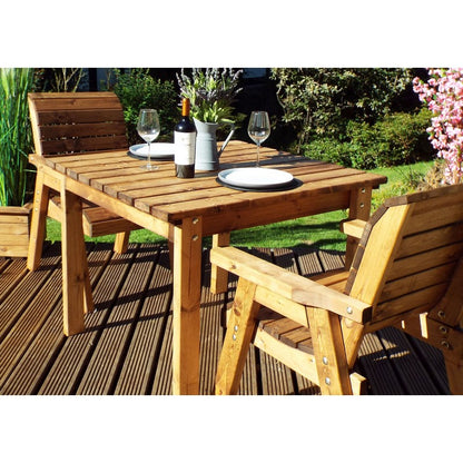 Scandinavian Redwood Garden Patio Dining Set by Charles Taylor - 2 Seats Burgundy Cushions - Croft Home & Garden