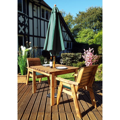 Scandinavian Redwood Garden Patio Dining Set by Charles Taylor - 2 Seats Green Cushions - Croft Home & Garden