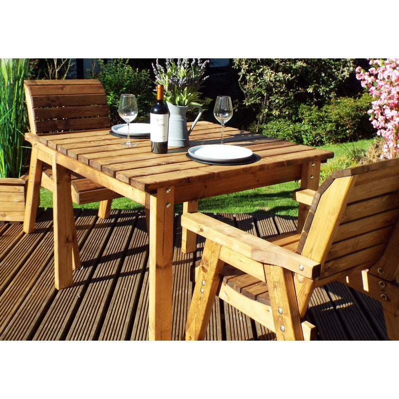 Scandinavian Redwood Garden Patio Dining Set by Charles Taylor - 2 Seats Green Cushions - Croft Home & Garden