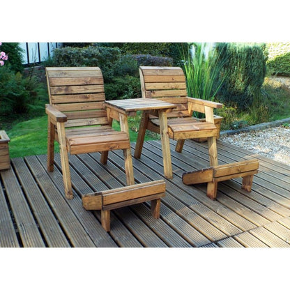 Scandinavian Redwood Garden Tete a Tete & Footstool by Charles Taylor - 2 Seat