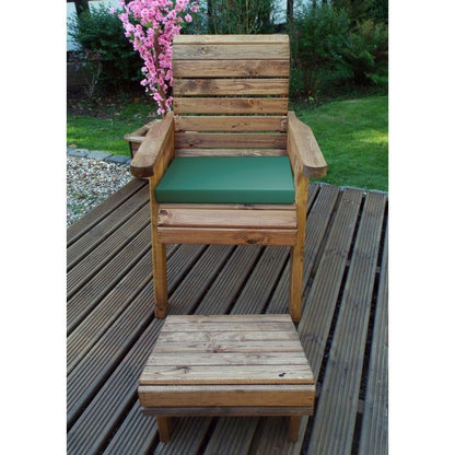 Scandinavian Redwood Natural Garden Armchair Relaxer Set by Charles Taylor with Green Cushions