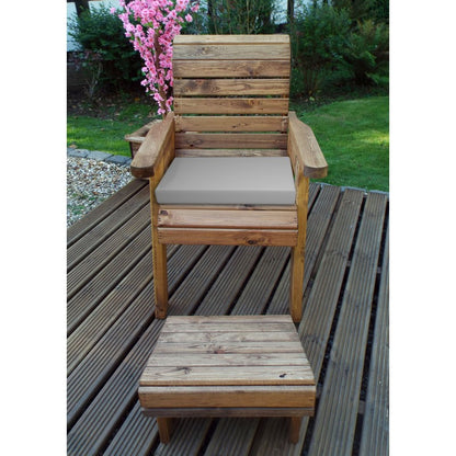 Scandinavian Redwood Natural Garden Armchair Relaxer Set by Charles Taylor with Grey Cushions