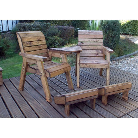 Scandinavian Redwood Garden Tete a Tete & Footstool by Charles Taylor - 2 Seats