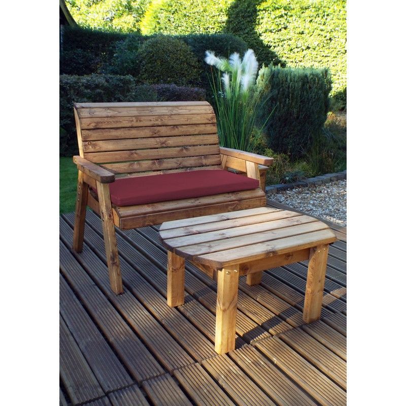 Deluxe Garden Furniture Set by Charles Taylor - 2 Seats Burgundy Cushions - Croft Home & Garden