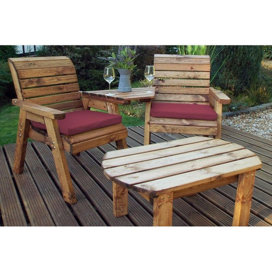 Scandinavian Redwood Garden Tete a Tete by Charles Taylor - 2 Seat Burgundy Cushions