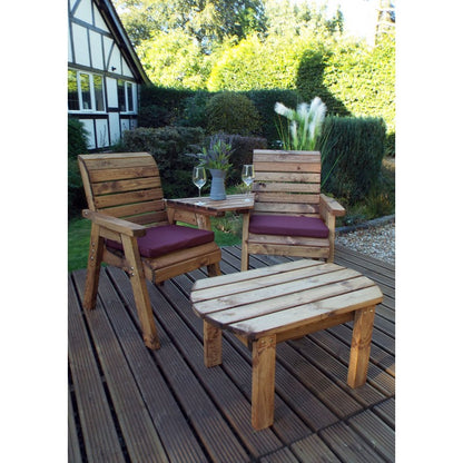 Scandinavian Redwood Garden Tete a Tete by Charles Taylor - 2 Seat Burgundy Cushions