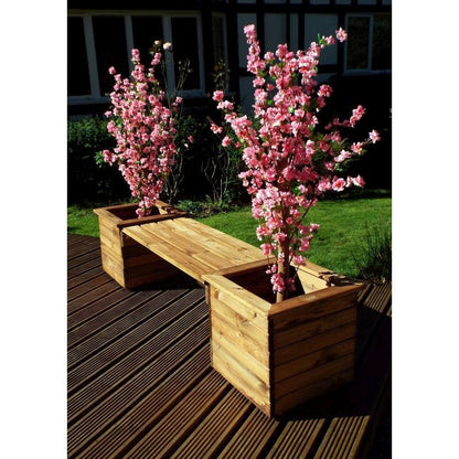 Deluxe Garden Planter Bench by Charles Taylor - 2 Seats Burgundy Cushions