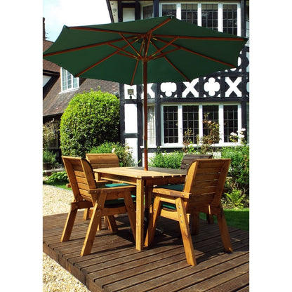 Scandinavian Redwood Garden Patio Dining Set by Charles Taylor - 4 Seats Green Cushions - Croft Home & Garden