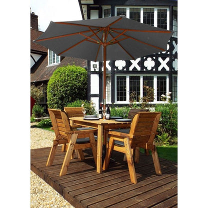 Scandinavian Redwood Garden Patio Dining Set by Charles Taylor - 4 Seats Grey Cushions - Croft Home & Garden