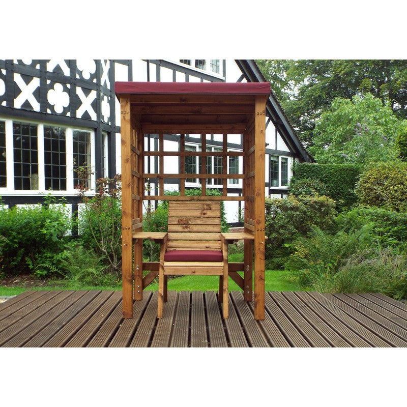 Wentworth Natural Garden Chair Arbour by Charles Taylor with Burgundy Cushions