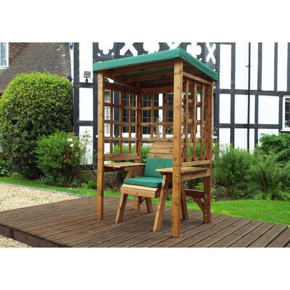 Wentworth Natural Garden Chair Arbour by Charles Taylor with Green Cushions