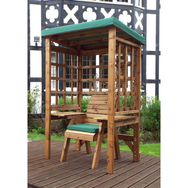 Wentworth Natural Garden Chair Arbour by Charles Taylor with Green Cushions