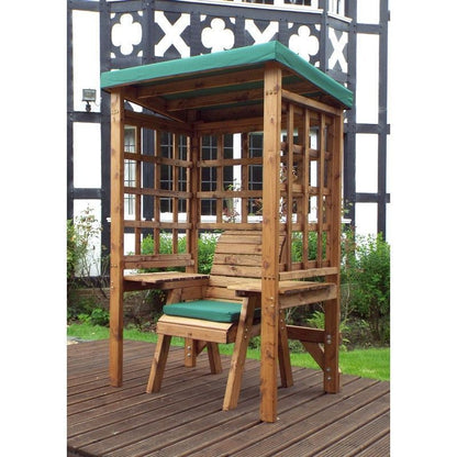 Wentworth Natural Garden Chair Arbour by Charles Taylor with Green Cushions