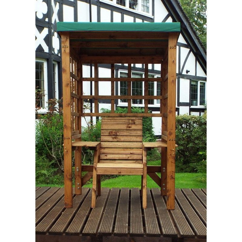 Wentworth Natural Garden Chair Arbour by Charles Taylor with Green Cushions