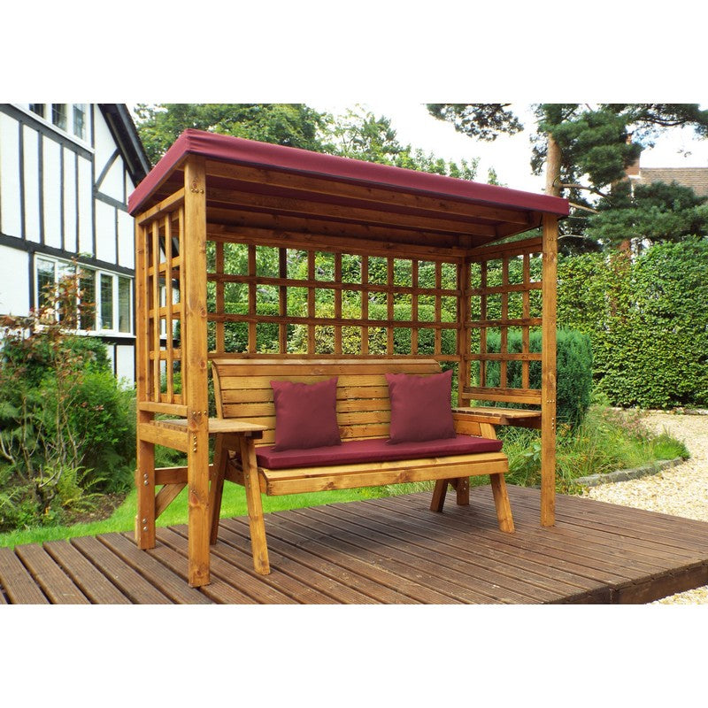 Wentworth Garden Arbour by Charles Taylor - 3 Seats Burgundy Cushions