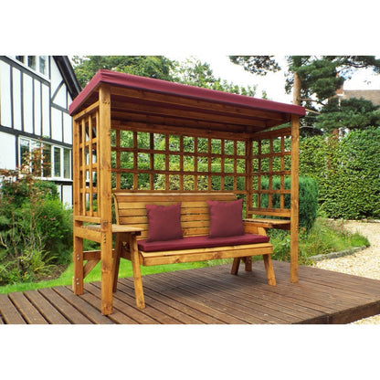 Wentworth Garden Arbour by Charles Taylor - 3 Seats Burgundy Cushions