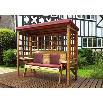 Wentworth Garden Arbour by Charles Taylor - 3 Seats Burgundy Cushions