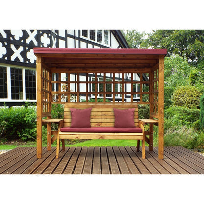 Wentworth Garden Arbour by Charles Taylor - 3 Seats Burgundy Cushions