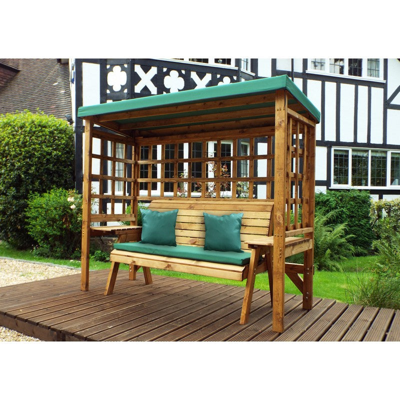 Wentworth Garden Arbour by Charles Taylor - 3 Seats Green Cushions