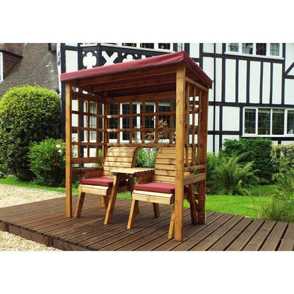 Henley Garden Arbour by Charles Taylor - 2 Seats Burgundy Cushions