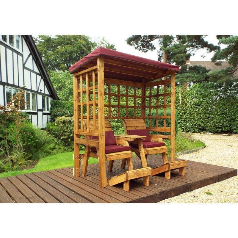 Henley Garden Arbour by Charles Taylor - 2 Seats Burgundy Cushions