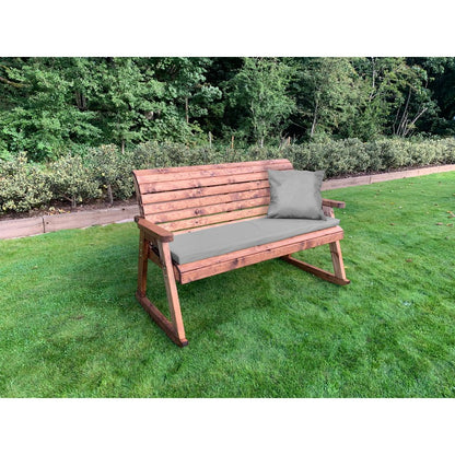 Scandinavian Redwood Garden Bench by Charles Taylor - 3 Seats Grey Cushions