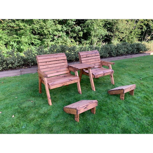 Scandinavian Redwood Garden Tete a Tete & Footstool by Charles Taylor - 2 Seat