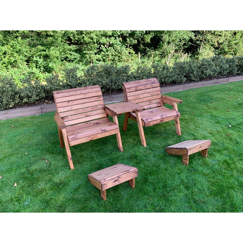 Scandinavian Redwood Garden Tete a Tete & Footstool by Charles Taylor - 2 Seat