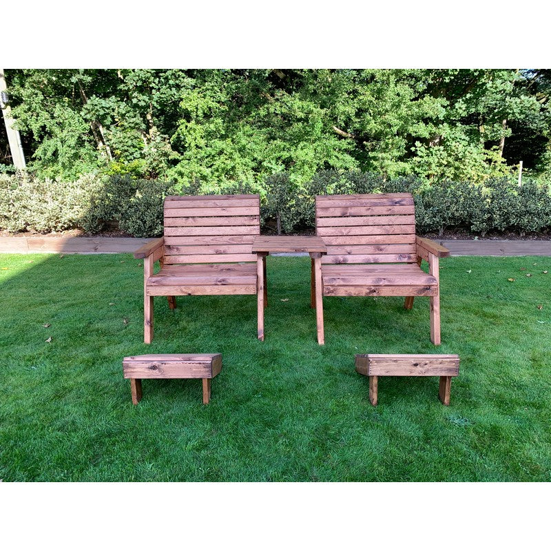 Scandinavian Redwood Garden Tete a Tete & Footstool by Charles Taylor - 2 Seat