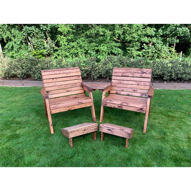 Scandinavian Redwood Garden Tete a Tete & Footstool by Charles Taylor - 2 Seat