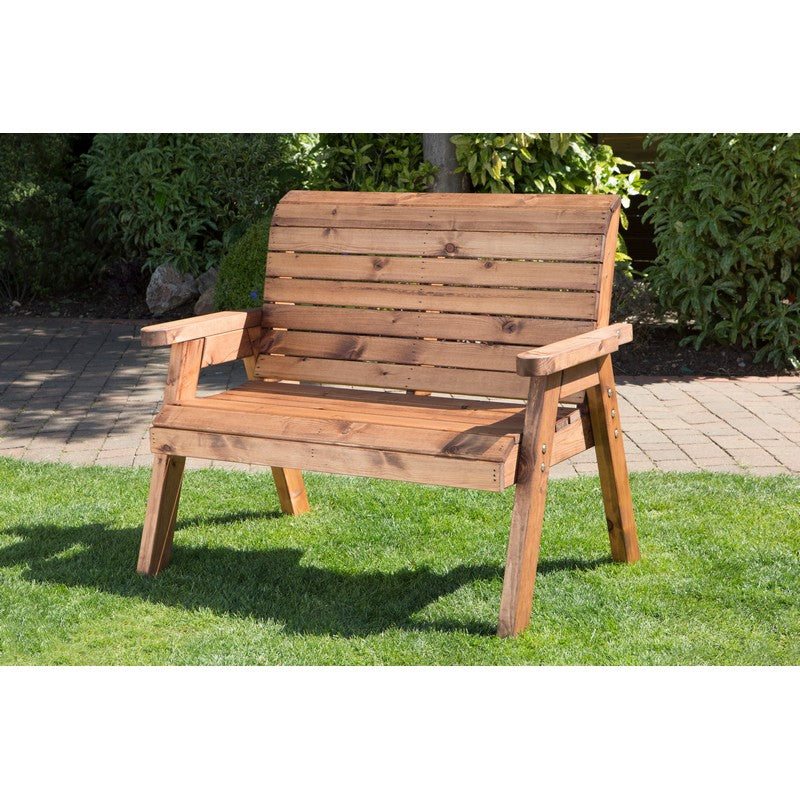 Traditional Garden Bench by Charles Taylor - 2 Seats Burgundy Cushions